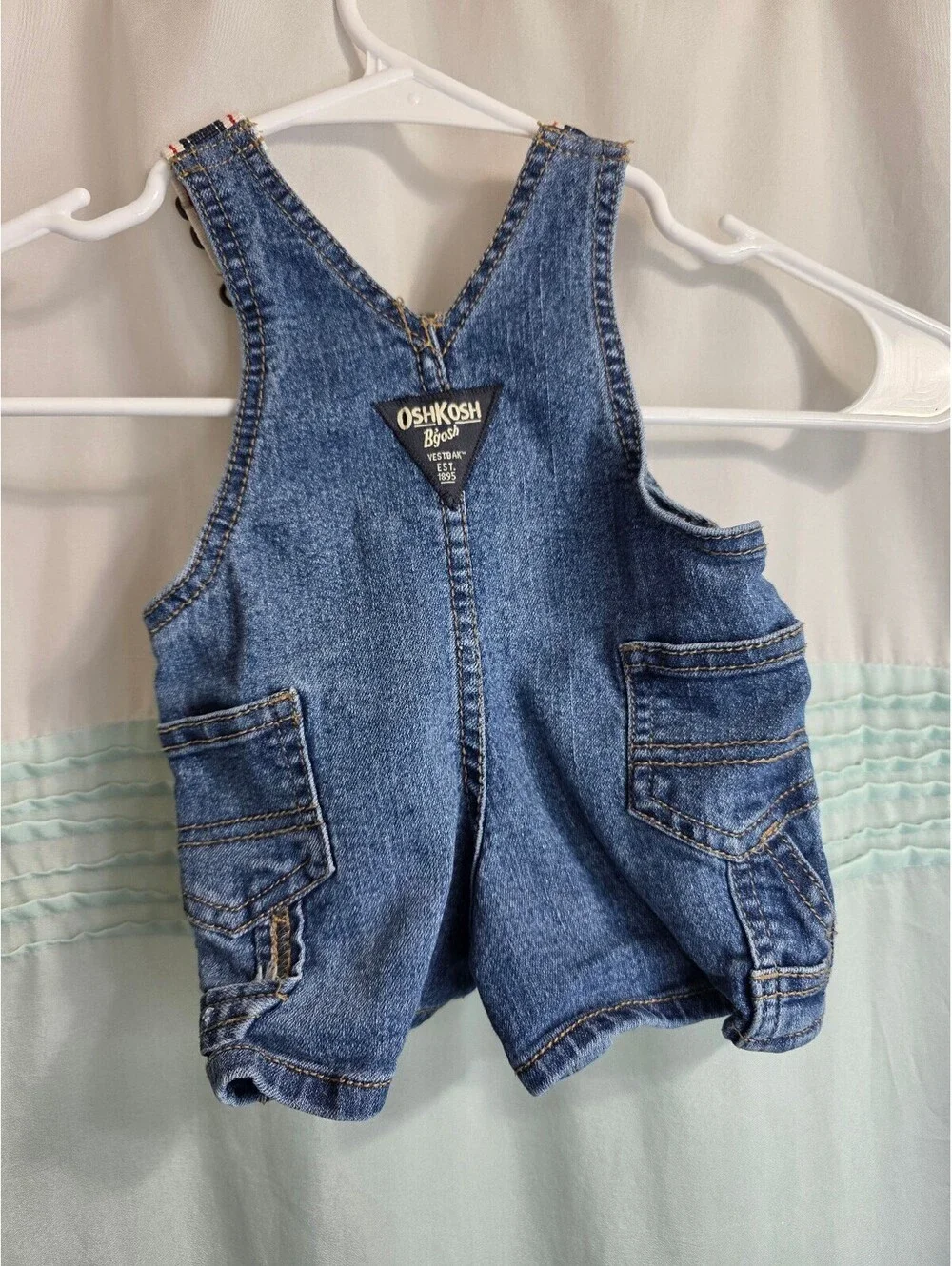OshKosh B'gosh Baby Denim Overalls Shorts, Size 3 Months